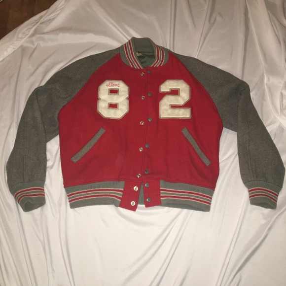 Vintage letterman jacket red grey wool high school 82 Alex Tigers - Picture 1 of 14